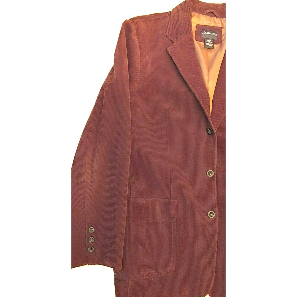 ST Johns Bay Men's Size L Brown Blazer Button Pocket Corduroy Sports Jacket - Picture 2 of 5